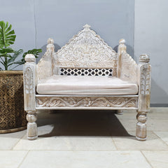 Mughal Garden Hand Carved Indian Single Chair Sofa D18