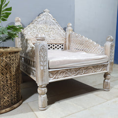 Mughal Garden Hand Carved Indian Single Chair Sofa D18