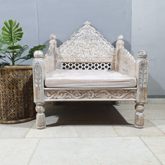 Mughal Garden Hand Carved Indian Single Chair Sofa D18
