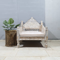 Mughal Garden Hand Carved Indian Single Chair Sofa D18