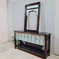 Handmade Carved Solid Hard Wood Old Door Console Table 165x45x90 Cm