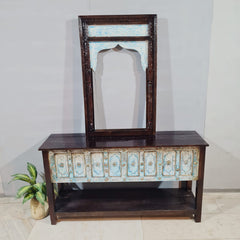 Handmade Carved Solid Hard Wood Old Door Console Table 165x45x90 Cm