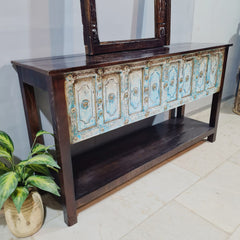 Handmade Carved Solid Hard Wood Old Door Console Table 165x45x90 Cm