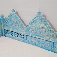 Indian Wooden Handmade Carved Balinese Daybed Sofa Blue Wash D20