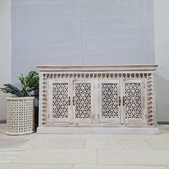 Indian Hand Carved Mango Wood Sideboard Buffet C46