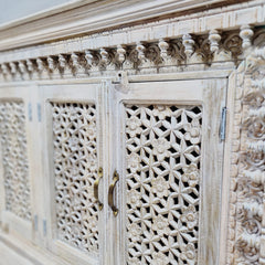 Indian Hand Carved Mango Wood Sideboard Buffet C46