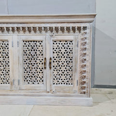 Indian Hand Carved Mango Wood Sideboard Buffet C46