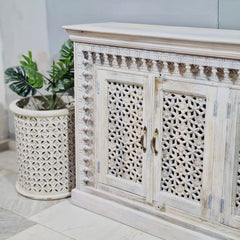 Indian Hand Carved Mango Wood Sideboard Buffet C46