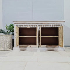 Indian Hand Carved Mango Wood Sideboard Buffet C46