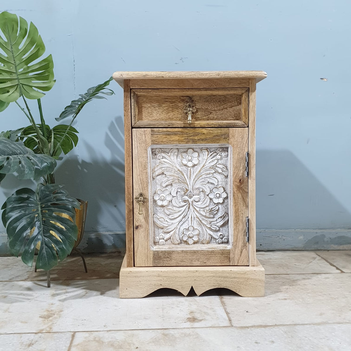 The Attic Jodhpur Solid Wood Bedside Table Natural 40x35x60 cm