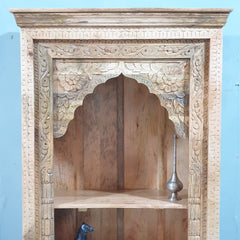 Indian Handmade Carved Solid Hard Wood Bookshelf Natural