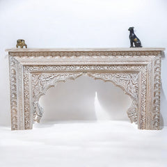 Indian Handmade Carved Wooden Mehrab Console Hall Table