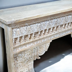 Handmade Indian Furniture Solid Hard Wood Carved Console Table 150x40x90Cm Brown