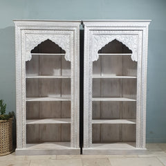 Rajasthan Handcarved Indian Furniture Wooden Mehrab Style Bookshelf 100x40x200 Cm