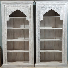 Rajasthan Handcarved Indian Furniture Wooden Mehrab Style Bookshelf 100x40x200 Cm