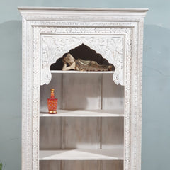 Rajasthan Handcarved Indian Furniture Wooden Mehrab Style Bookshelf 100x40x200 Cm