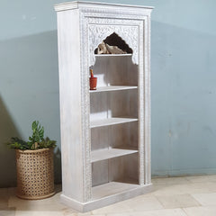 Rajasthan Handcarved Indian Furniture Wooden Mehrab Style Bookshelf 100x40x200 Cm