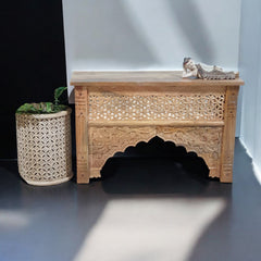 Indian Handmade Carved Wooden Mehrab Console Hall Table