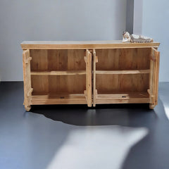 Handmade Carved Indian Mango Wood  4 Doors Sideboard Brown 180x40x90cm