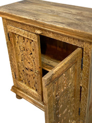 Handmade Indian Furniture Solid Hard Wood Carved 2 Doors Cabinet