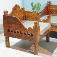 Indian Furniture Classic Hand Carved Traditional Sofa Set With Center Table D2