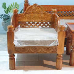 Indian Furniture Classic Hand Carved Traditional Sofa Set With Center Table D2