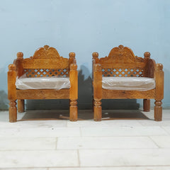 Indian Furniture Classic Hand Carved Traditional Sofa Set With Center Table D2