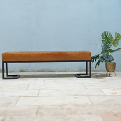 The Attic Brown Leather Entryway Bench 144X 36X 42 Cm