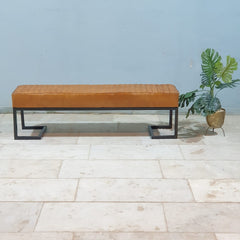 The Attic Brown Leather Entryway Bench 144X 36X 42 Cm