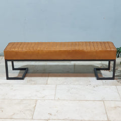 The Attic Brown Leather Entryway Bench 144X 36X 42 Cm