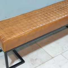 The Attic Brown Leather Entryway Bench 144X 36X 42 Cm