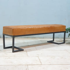 The Attic Brown Leather Entryway Bench 144X 36X 42 Cm