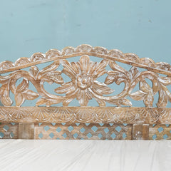 Mughal Garden Hand Carved Balinese Daybed Limewash 150x60x80 cm