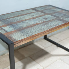 Aspen Reclaimed Wood Industrial Small Dining Table and Chairs 140x80x75cm