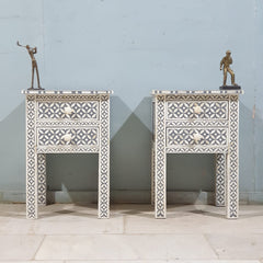 Bone Inlay Geometrical pattern Bedsides Grey