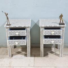 Bone Inlay Geometrical pattern Bedsides Grey