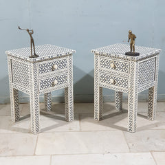 Bone Inlay Geometrical pattern Bedsides Grey