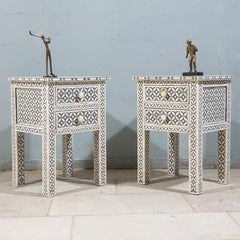 Bone Inlay Geometrical pattern Bedsides Grey