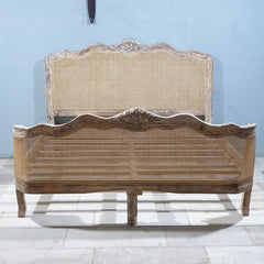 Rattan Hand Carved Solid Wood King Bed