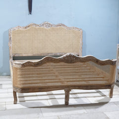 Rattan Hand Carved Solid Wood King Bed