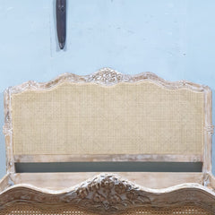 Rattan Hand Carved Solid Wood King Bed