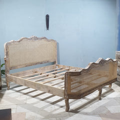 Rattan Hand Carved Solid Wood King Bed