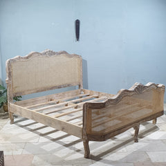 Rattan Hand Carved Solid Wood King Bed