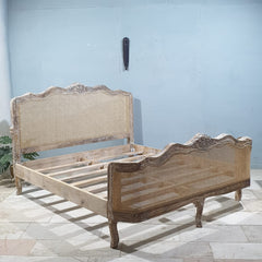 Rattan Hand Carved Solid Wood King Bed