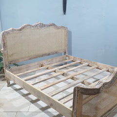 Rattan Hand Carved Solid Wood King Bed
