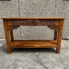 Indian Furniture Solid Hard Wood Carved Console Table Brown