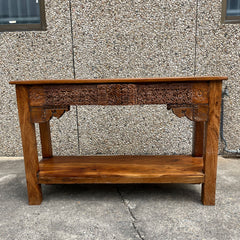 Indian Furniture Solid Hard Wood Carved Console Table Brown