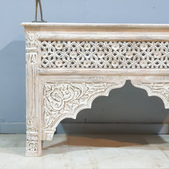 Mughal Mehrab Indian Hand Carved Jali Hall Table Console White 120x45x75 cm