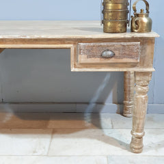 Antique Timber Teak Style Desk With Drawers 142x70x75 cm