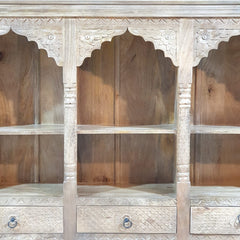 Rajasthan Handcarved Indian Furniture Wooden Vintage Arch Bookshelf 170X40X180 Cm